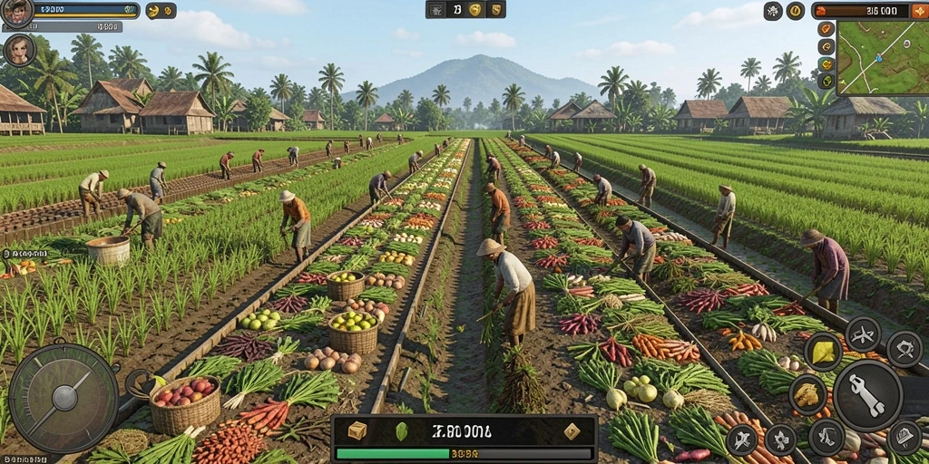 Lingkungan game yang kaya dan berwarna.